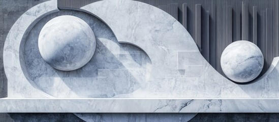 Abstract 3D textured geometric shape in marble stone design