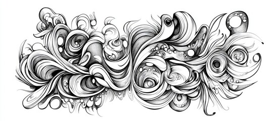 Fantasy doodle abstraction for coloring featuring a surrealist design in isolation on a white background