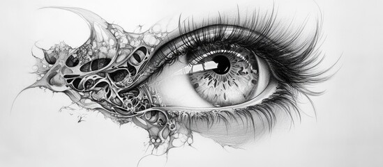 Obraz premium Surreal tattoo design of an eye created with pencil on paper