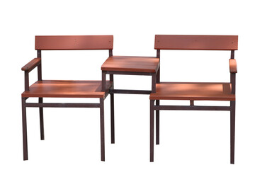The old seat with small table together, furniture outdoor designed on isolated background