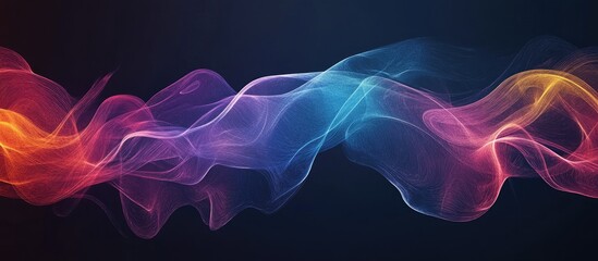 Colorful abstract wave smoke on a dark backdrop