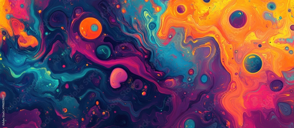 Poster vibrant abstract background featuring a colorful texture with chaotic elements showcasing a psychede