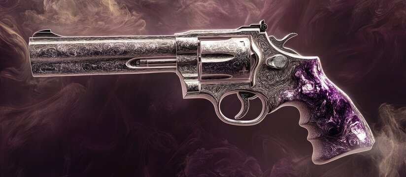 Soul of a Smith Wesson M29 Caliber 44 Magnum Fractal Allegory Featuring Silver and Dark Mauve Tones