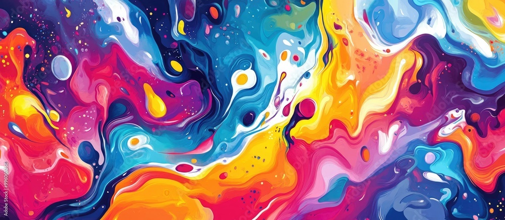 Poster vibrant abstract background featuring a colorful texture with chaotic elements showcasing a psychede