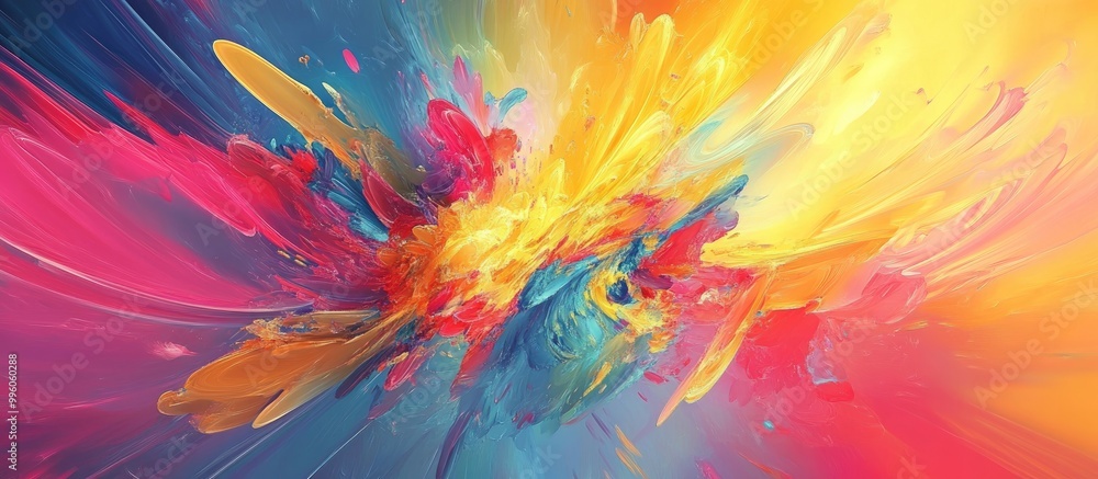 Poster A vibrant surreal abstract background image bursting with color