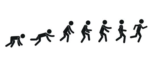 Naklejka premium human evolution, flat vector illustration, pictogram of a human figure isolated on a white background