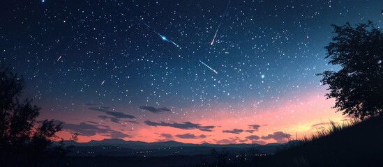 Naklejka premium Stellar night sky with twinkling stars and celestial beauty showcasing the wonder of the universe and the enchanting allure of a clear sky at nighttime