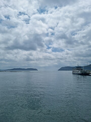 
It's a seascape on a cloudy day.