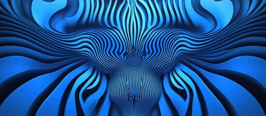 Surreal 2d background in vivid blue for creative designs evoking a mind bending experience Features modern psychedelic elements and captivating optical illusions