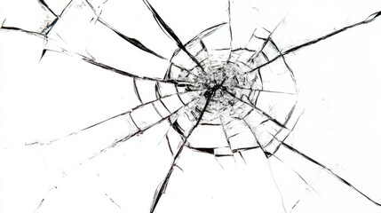 Obraz premium A cracked phone screen with a deep fracture, isolated on a white background