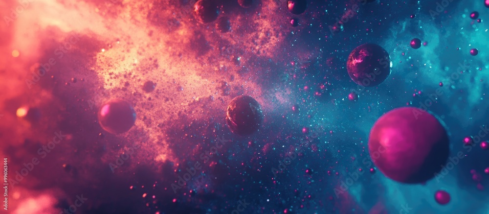Aufkleber abstract 3d rendering of chaotic particles with surreal low poly spheres in a void a futuristic back
