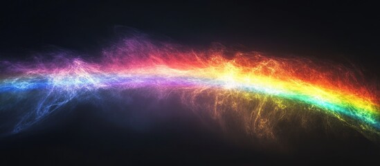 Photography of a rainbow against a black backdrop Abstract background for web use banners or panels Unique and surreal design showcasing light dispersion