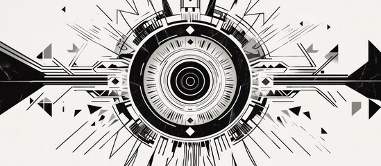 Obraz premium Abstract radial geometric motif with concentric designs and geometric elements