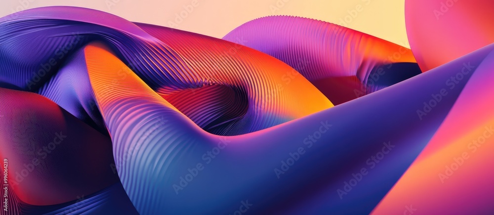 Aufkleber abstract 3d object featuring a gradient texture and geometric design