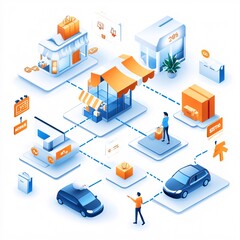 Obraz premium Online Shopping and Delivery Process.