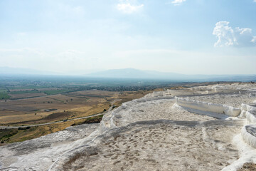 Pamukkale lime springs are the most famous tourist destination in Turkiye.