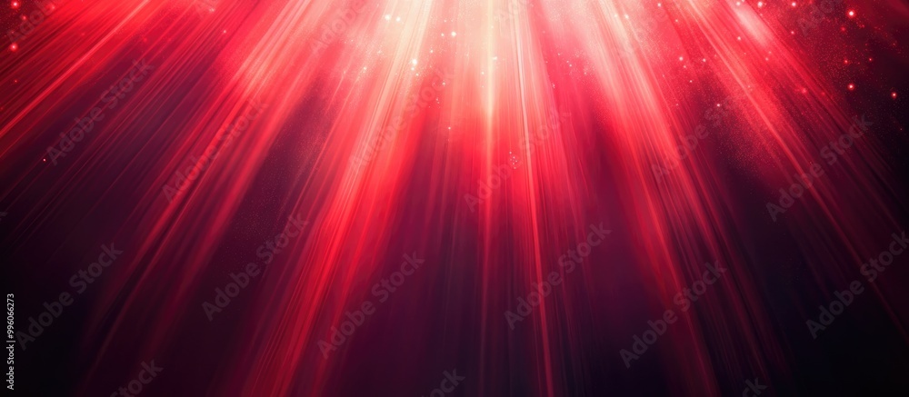 Poster dark background illuminated by vibrant imaginative rays of red light
