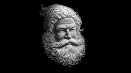 Illustration of Santa Claus face on a dark white background