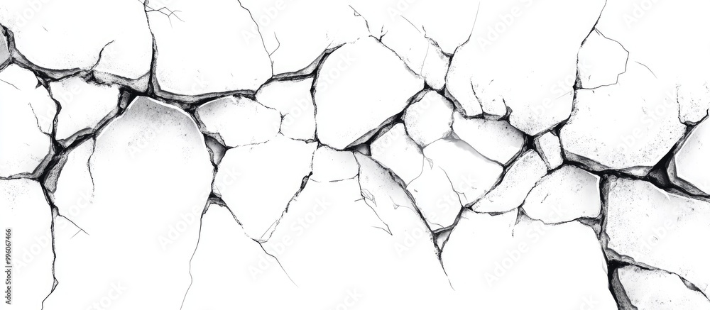 Poster 2d design featuring cracks on a white background linear art style emphasized through intricate detai