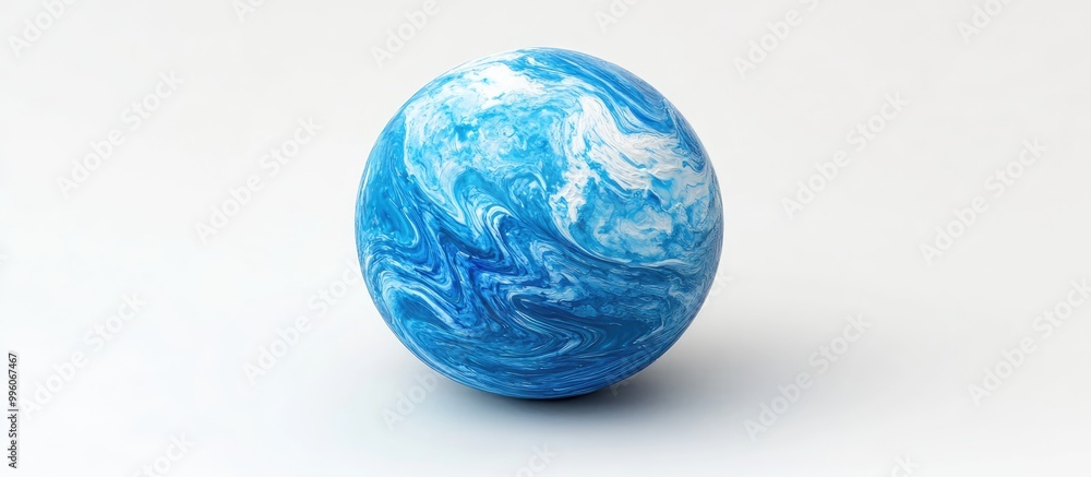 Aufkleber surreal blue planet with oceans against a white background globe representation cosmos theme resin s