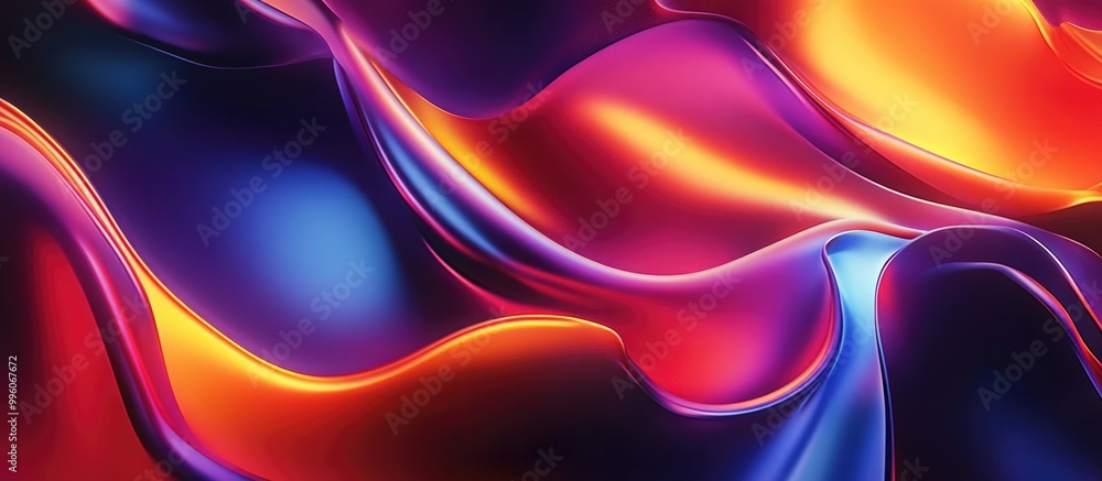 Poster abstract surrealistic background featuring vibrant flowing curved lines and textures