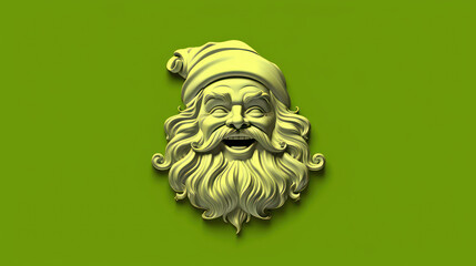 Illustration of Santa Claus face on a dark lime background