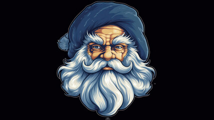 Obraz premium Illustration of Santa Claus face on a dark blue background
