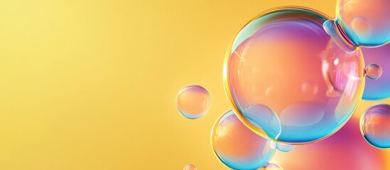 Futuristic abstract header design featuring gradient bubbles and a placeholder for your message against a yellow backdrop