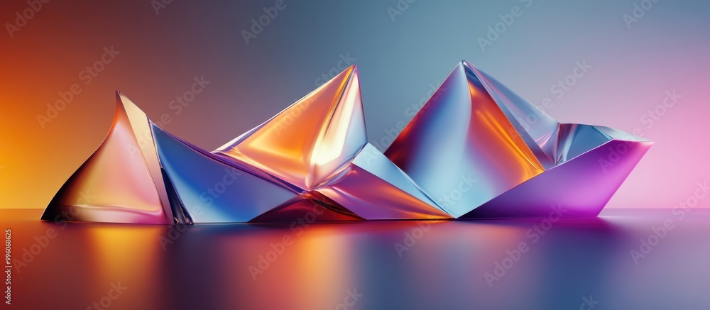 Poster Abstract 3D object featuring a gradient texture and geometric design