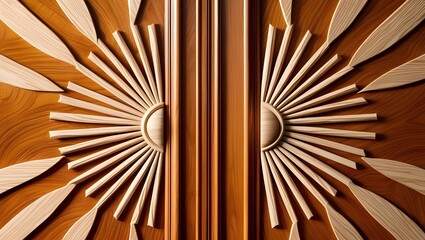 Detail of Sunburst Pattern on Wood Doors