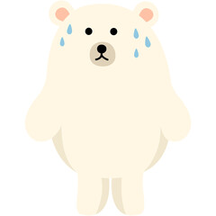 The polar bear character is sweating.