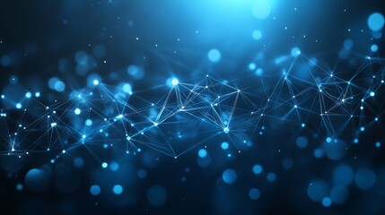Fototapeta premium Abstract Blue Network Background Technology, Connection, Data Concept. Futuristic Design.