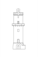 Line illustration of the historical Kaiser Wilhelm Friedrich observation tower in Einbeck, Niedersachsen, Germany