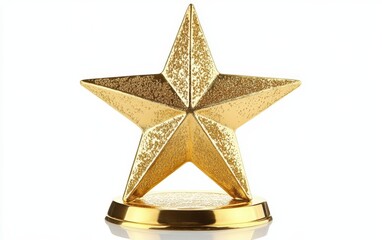 Award trophy gold star isolated on white background