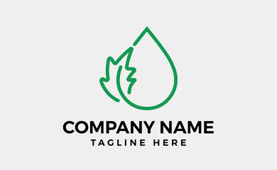 Oil drop and Oak Leaf Logo branding design, editable vector illustration.