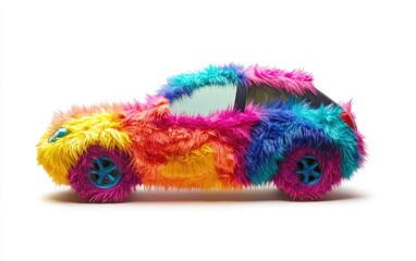 Obraz premium Car furry colored isolated on white background