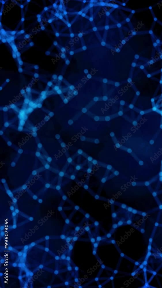 Poster abstract neural connections on black background. animation. moving chains or connections of points a