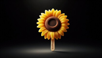 Fototapeta premium Sunflower Shaped Ice Cream on a Stick.