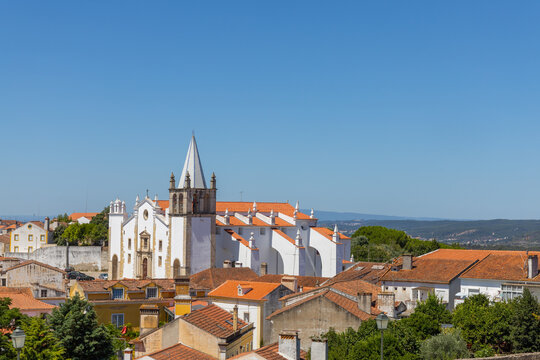 Church of Saint Vincent Seen from the Castle with transmission tower in the background Abrantes Portugal