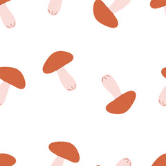 Mushroom sample. Seamless mushroom background design. Wild mushrooms, repeating print, endless texture.