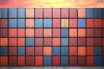 Obraz premium Expansive view of colossal shipping containers forming a labyrinthine wall