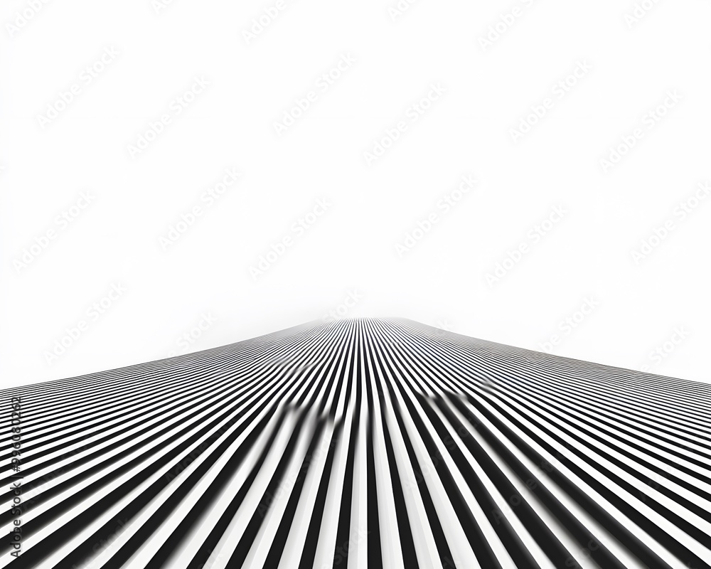 Poster abstract black and white lines create a dynamic perspective, leading the viewer's eye towards a mini
