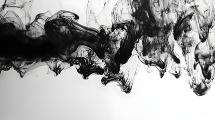 Elegant Monochrome Ink Swirls Abstract Background with Copy Space