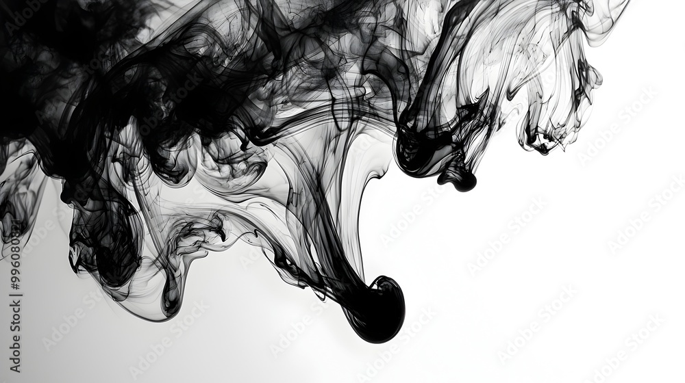 Aufkleber mesmerizing abstract ink swirls in monochrome elegance with ample copy space