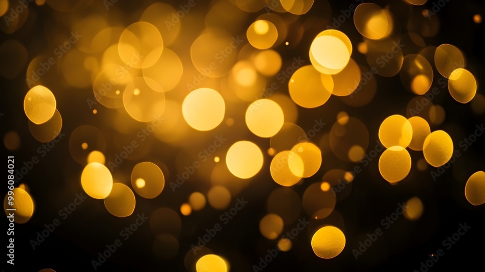 Poster subtle golden bokeh lights against a dark backdrop for elegant copy space