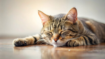Obraz premium A peaceful cat taking a nap, cat, feline, peaceful, nap, sleeping, resting, relaxation, cute, adorable, whiskers, fur