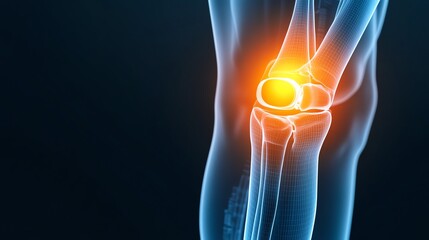 X-ray knee joint with highlighted inflammation