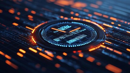 Abstract digital clock surrounded by luminous data streams, representing advanced business time tracking and scheduling