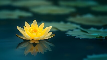 Serene Water Lily Floating on Tranquil Pond in Natural Environment