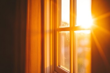 Golden Hour Sunlight Streaming Through Window